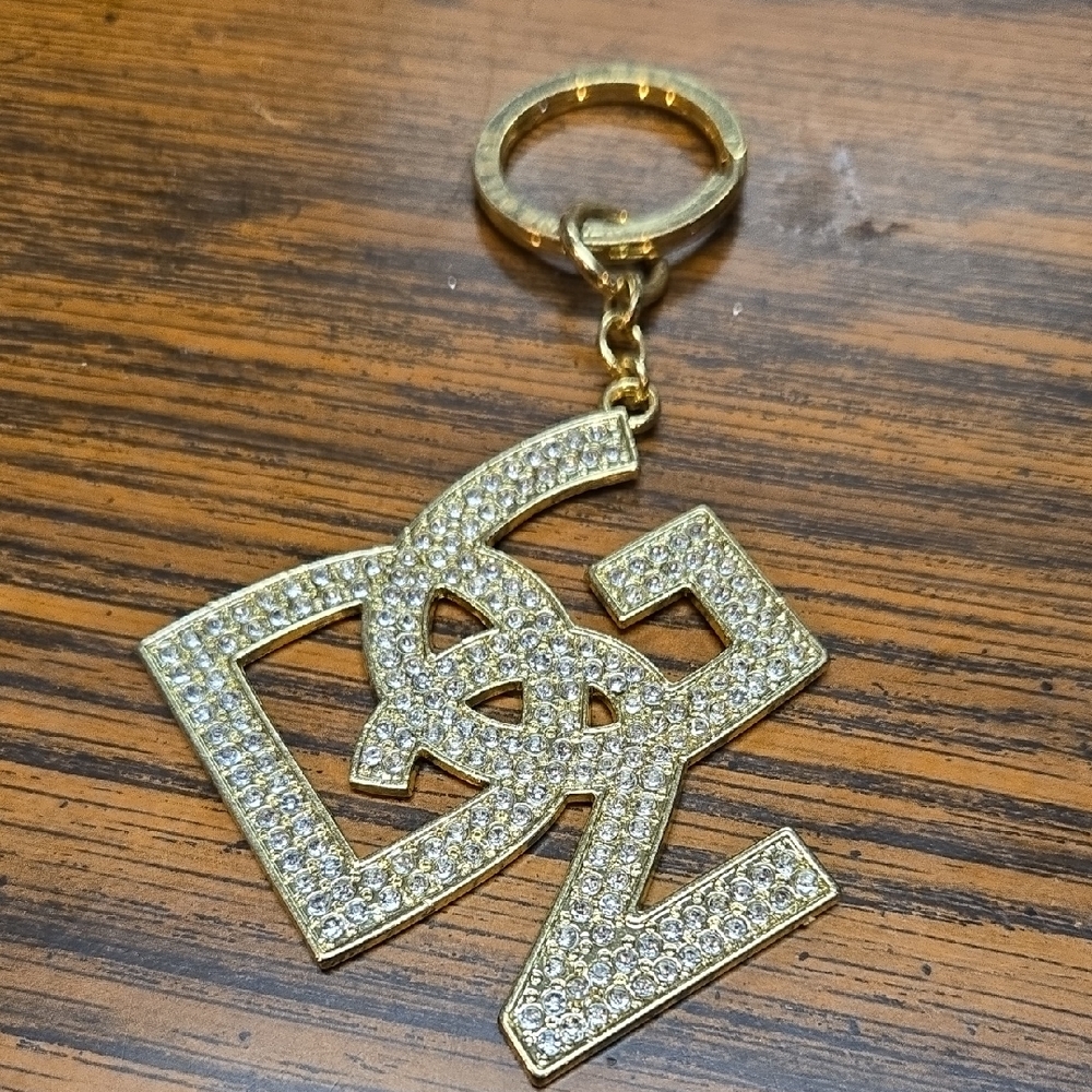 Diane GILMAN Gold and Silver Keychain with Crystals